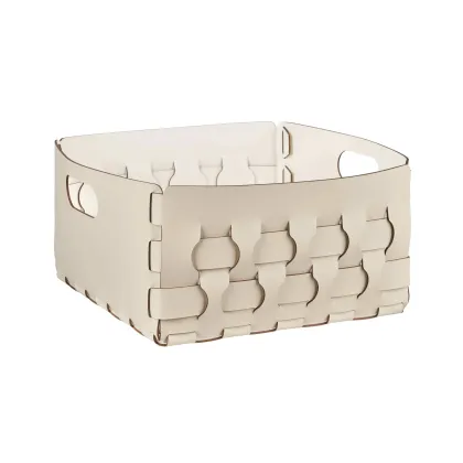 Zdjęcie Stylowy kosz Dubai 35x35xH20 cm z plecionymi ścianami w kolorze waniliowym