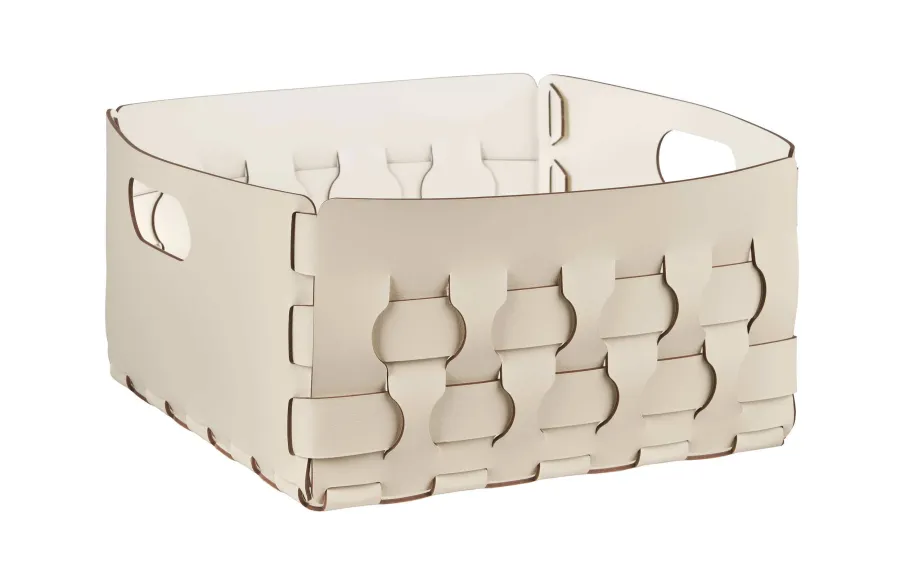 obrazek 1 Stylowy kosz Dubai 35x35xH20 cm z plecionymi ścianami w kolorze waniliowym