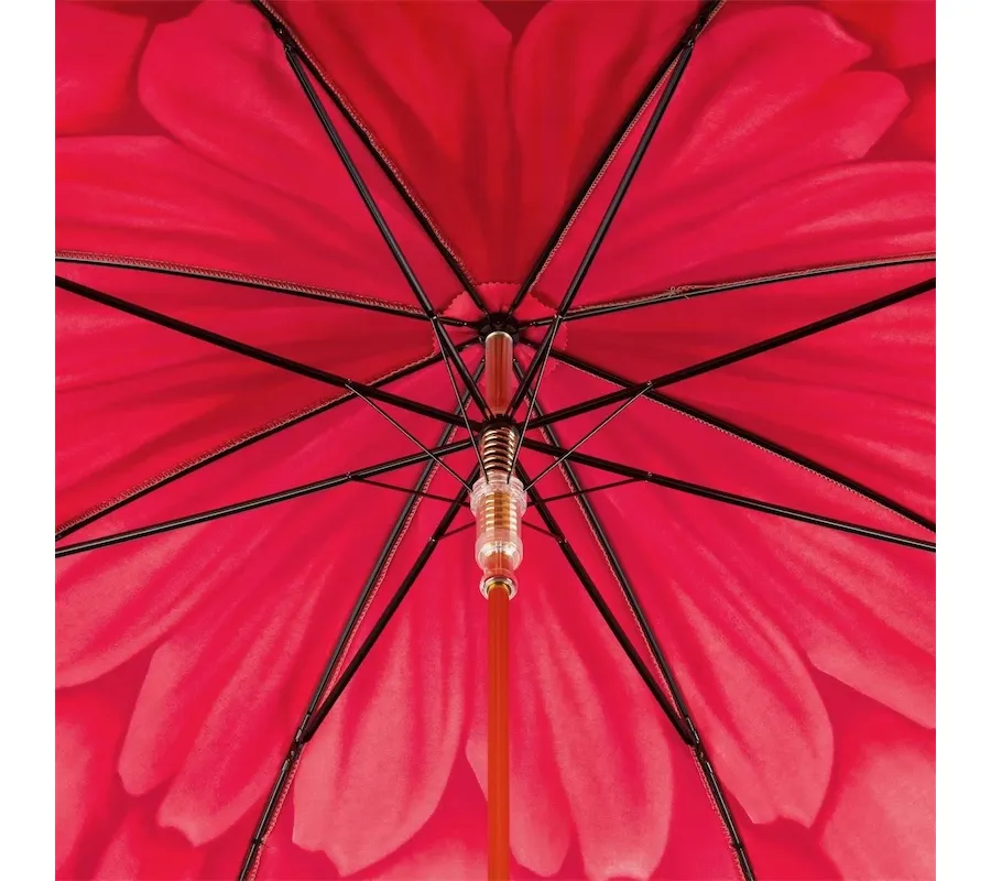 obrazek 5 Stylowy parasol damski w kolorze czerwieni zdobiony motywem kwiatowym - Pasotti