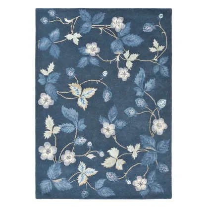 Zdjęcie Luksusowy niebieski dywan w kwiaty - WILD STRAWBERY NAVY 38118