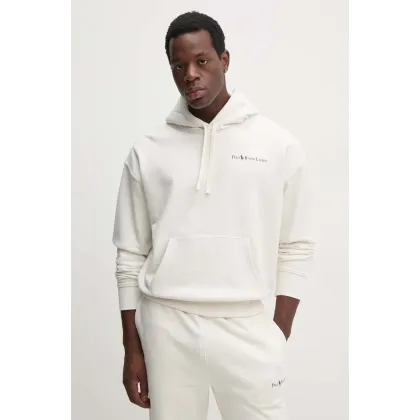 Zdjęcie Polo Ralph Lauren bluza męska kolor biały z kapturem z nadrukiem