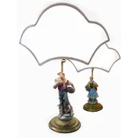 Zdjęcie Para porcelanowych lamp G. Pellati, przedstawiających go i ją, sygnowana na złotej podstawie