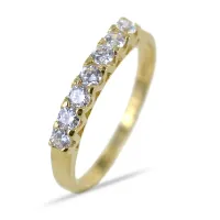 Picture Ring with 7 zircons in yellow gold