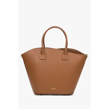 Zdjęcie Estro: Brązowa torebka damska typu shopper z włoskiej skóry naturalnej Premium
