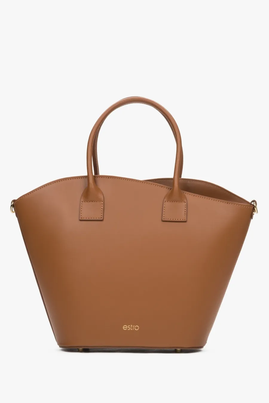 obrazek 1 Estro: Brązowa torebka damska typu shopper z włoskiej skóry naturalnej Premium