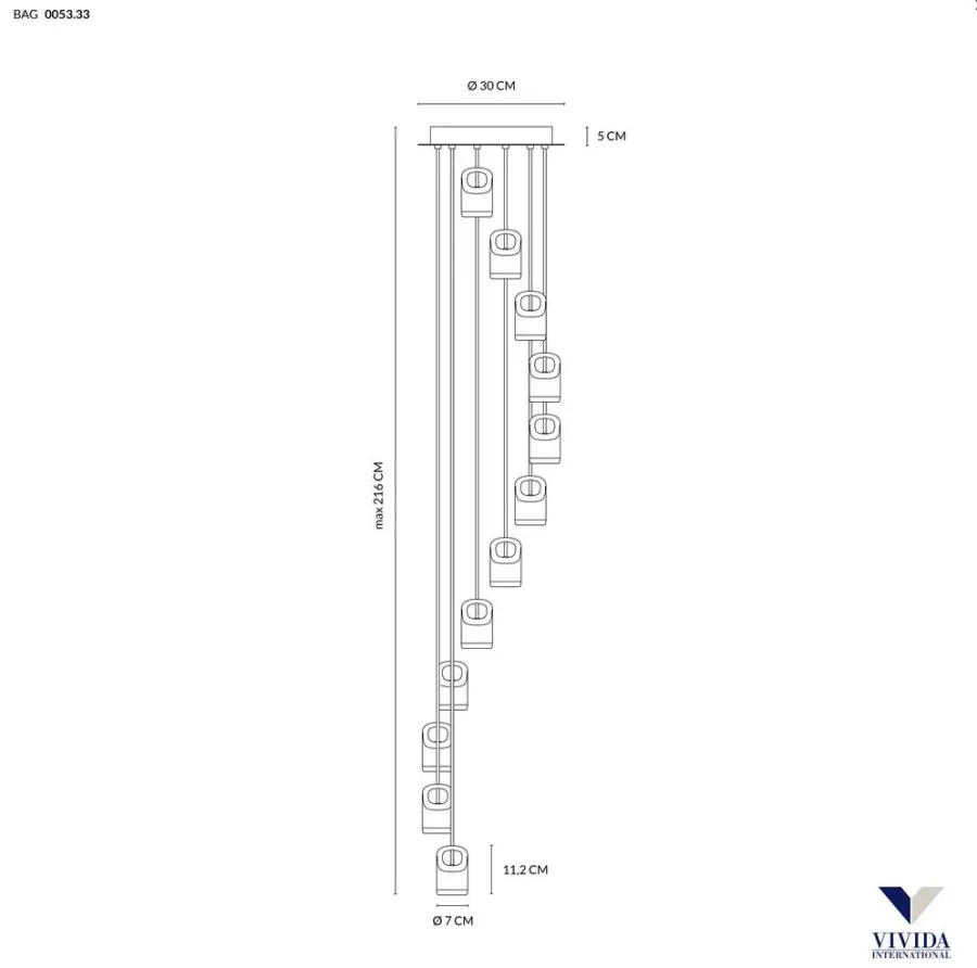 obrazek 3 Czarna lampa sufitowa Bag - h. 216 cm