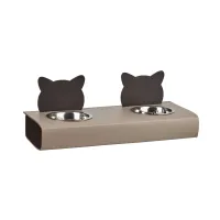 Picture A stylish set of cat bowls 40x16xH6 cm in cappuccino color
