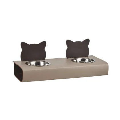 Zdjęcie Stylowy zestaw misek dla kota 40x16xH6 cm w kolorze cappuccino
