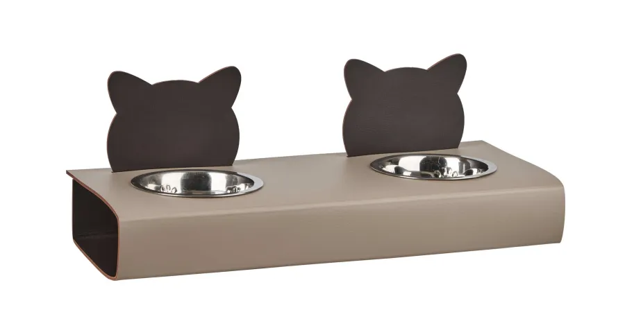 obrazek 1 Stylowy zestaw misek dla kota 40x16xH6 cm w kolorze cappuccino
