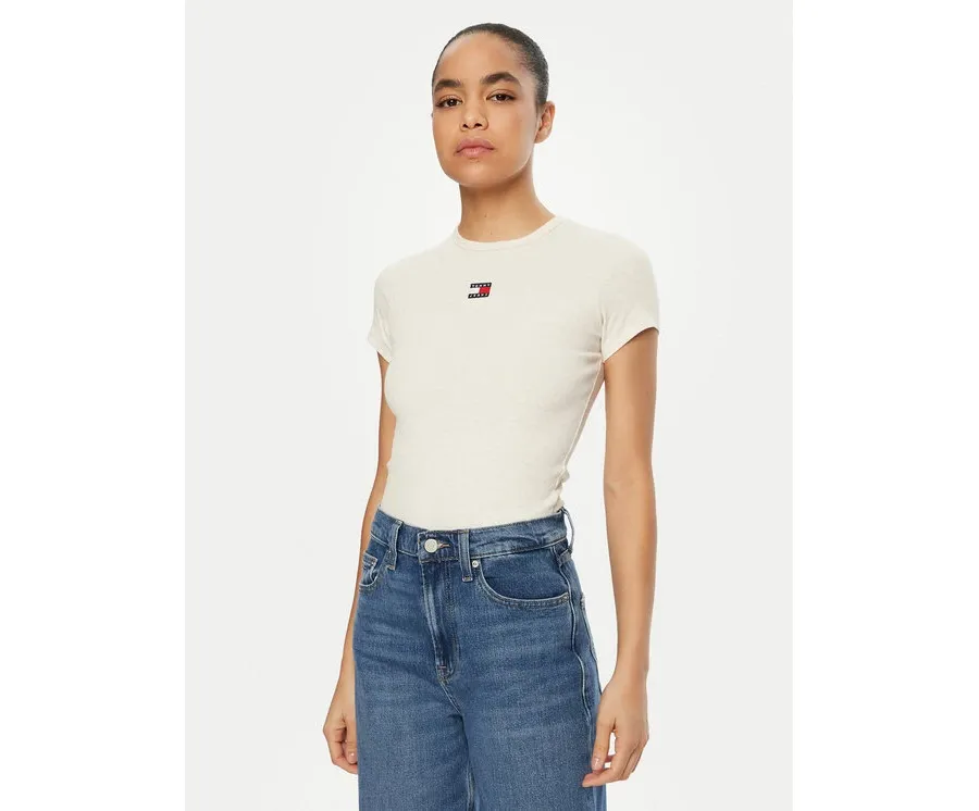 obrazek 1 Tommy Jeans T-Shirt DW0DW20463 Beżowy Slim Fit