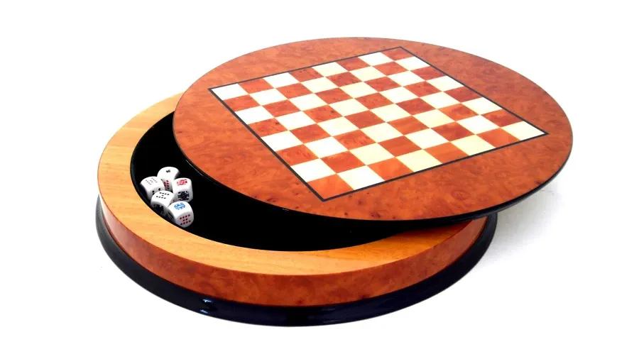 obrazek 1 Duża, okrągła plansza do gry w szachy + kości pokerowe 9720R