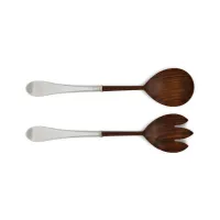 Picture A set of two kitchen utensils made of wood and pewter