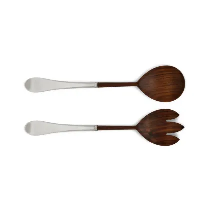 Zdjęcie Komplet dwóch przyborów kuchennych z drewna i pewteru