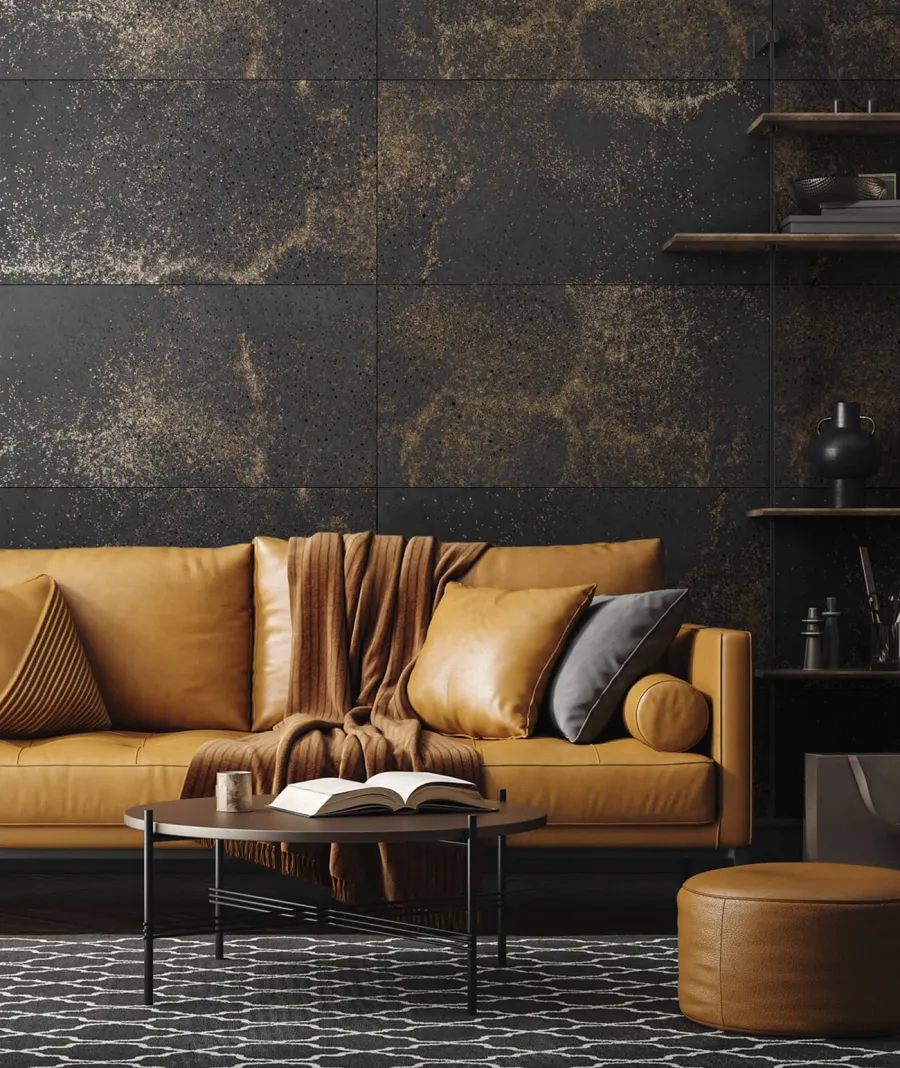 obrazek 1 120x60 cm DS - (grafitowy, złote kruszywo) - płyta beton architektoniczny ultralekka