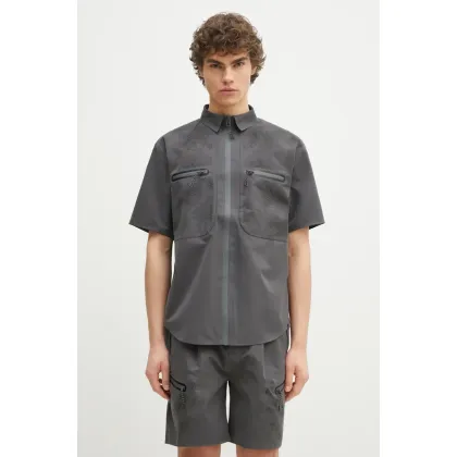 Zdjęcie Alpha Industries koszula Short Sleeve Laser Cut Shirt męska kolor szary regular z kołnierzykiem klasycznym 756122.747
