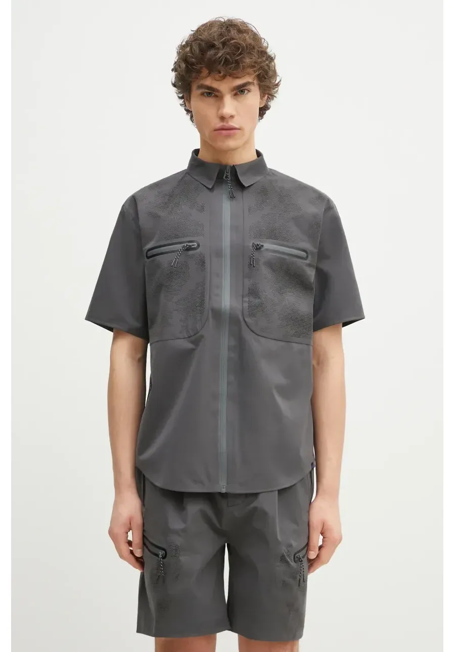 obrazek 1 Alpha Industries koszula Short Sleeve Laser Cut Shirt męska kolor szary regular z kołnierzykiem klasycznym 756122.747