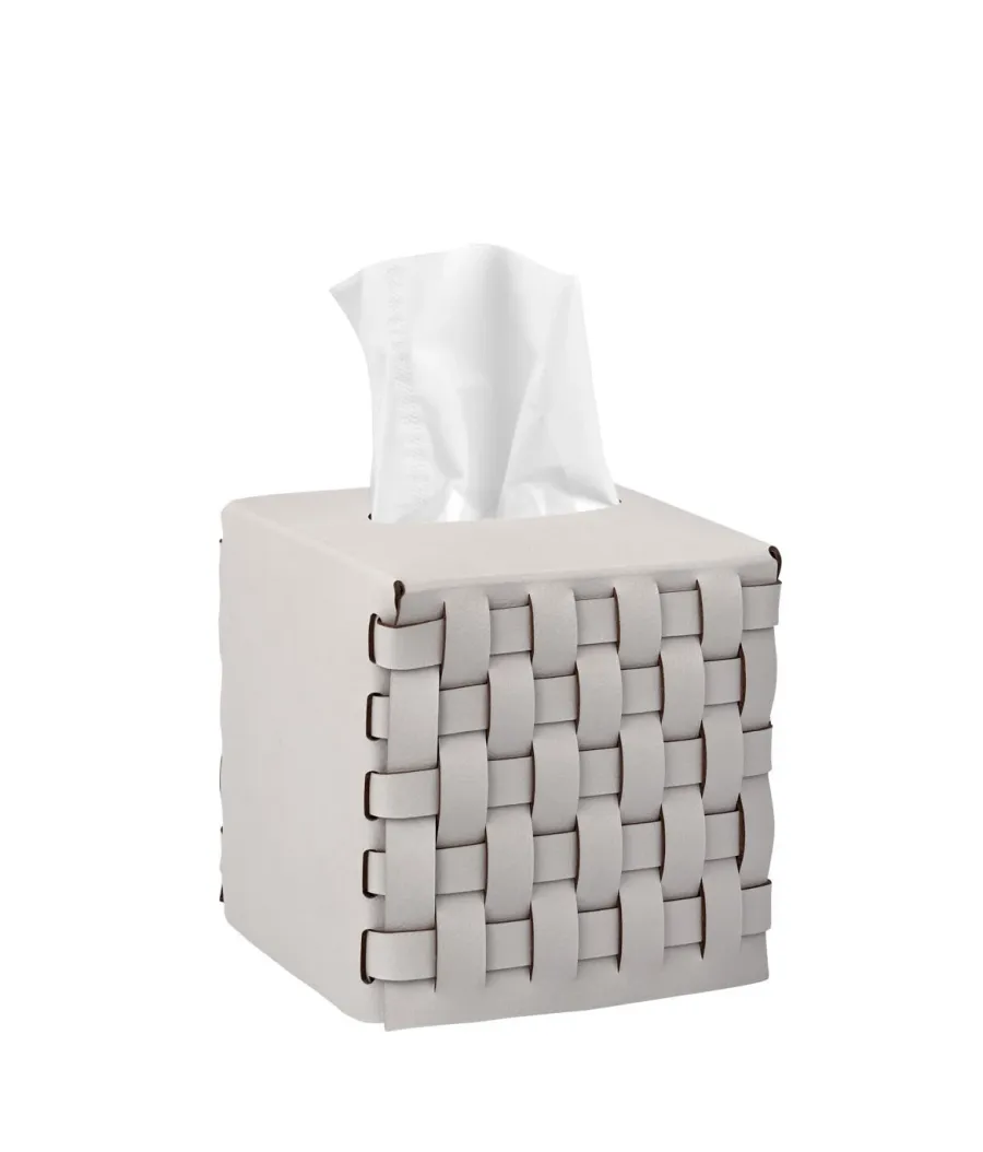 picture 1 Original Bottega woven tissue box made of beige-gray leather