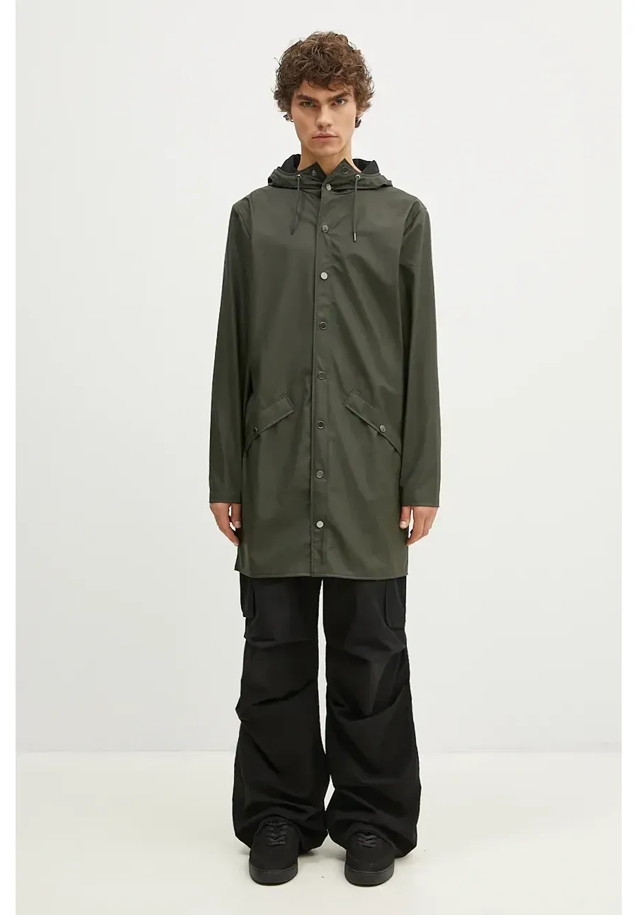 obrazek 1 Rains kurtka 12020 Long Jacket kolor zielony przejściowa 12020.03-Green