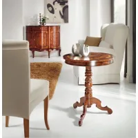 Picture Elegant round coffee table in Persian walnut briar with braid inlay
