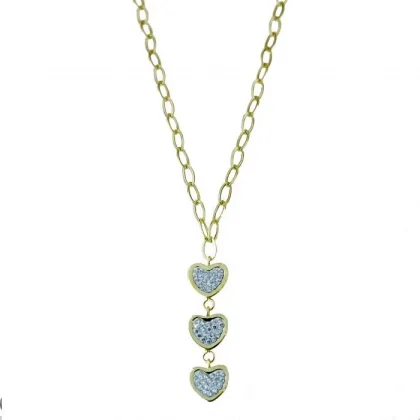 Zdjęcie Kobiecy choker z zawieszkami w kształcie serca z cyrkonii i wydłużoną koszulą dla smakoszy cm.45