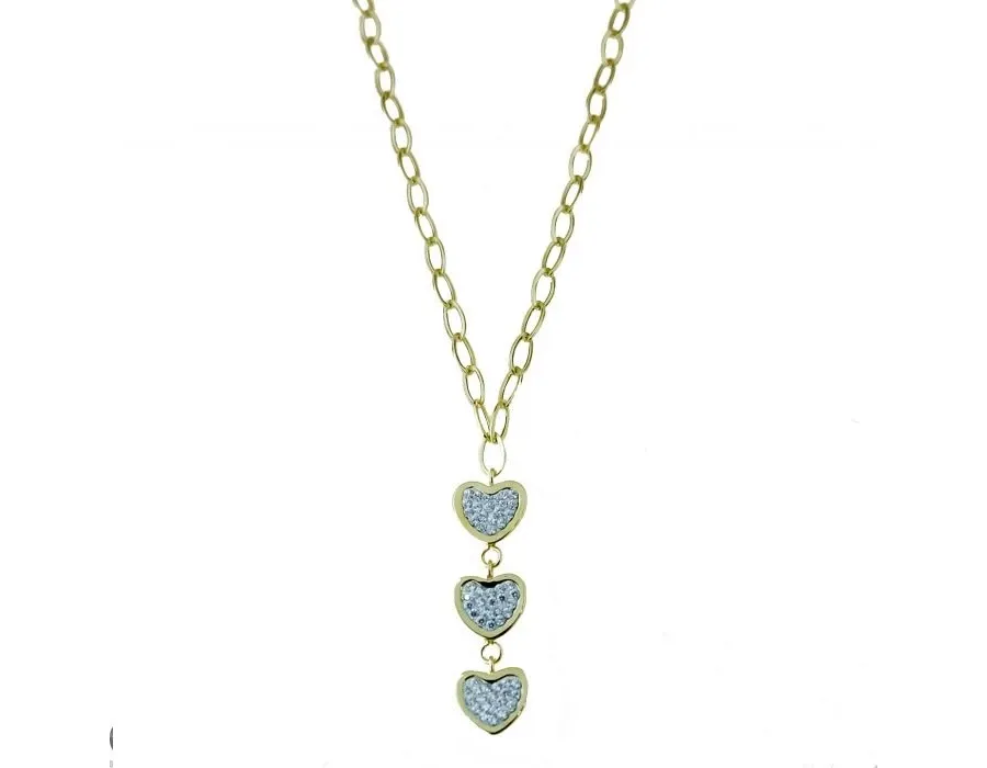 obrazek 1 Kobiecy choker z zawieszkami w kształcie serca z cyrkonii i wydłużoną koszulą dla smakoszy cm.45