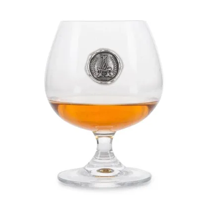 Zdjęcie Prezent dla niego lub dla niej - kieliszek do brandy z emblematem z literą „A”