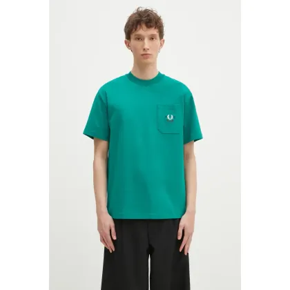 Zdjęcie Fred Perry t-shirt bawełniany męski kolor zielony z aplikacją M9827.X87