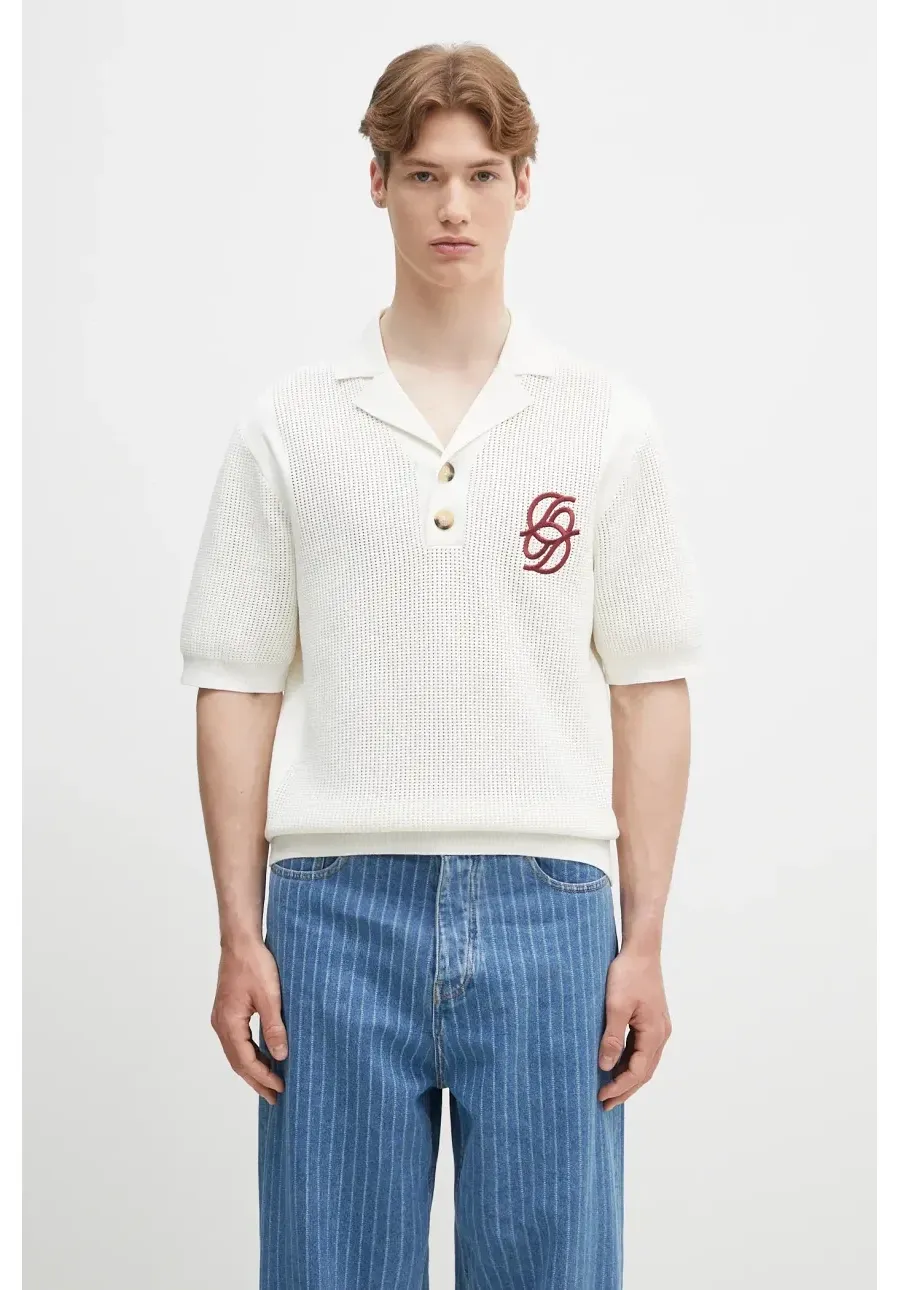 obrazek 1 Drôle de Monsieur polo bawełniane Le Polo Maille Monograme męski kolor beżowy gładki G-PO171-CO207-CM