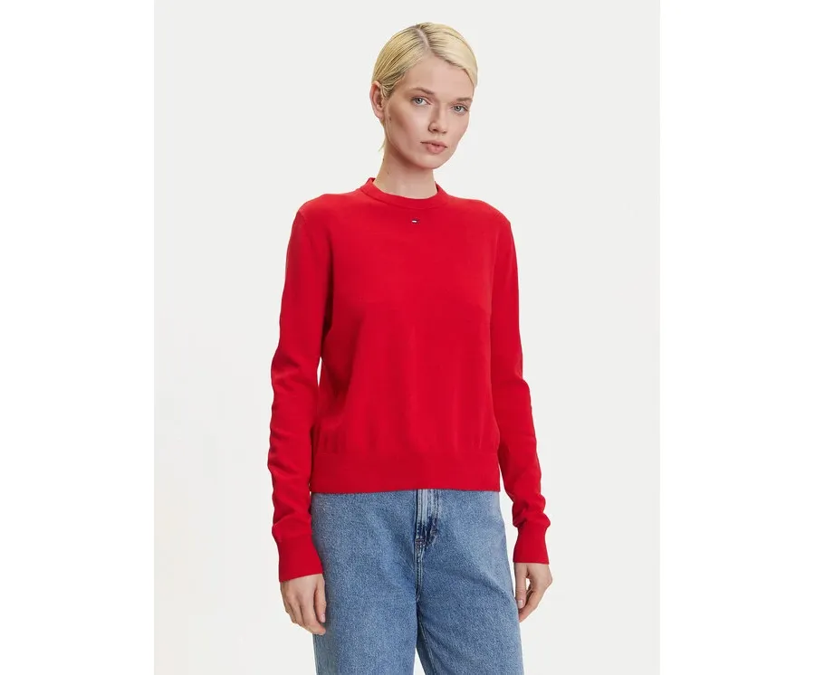 obrazek 1 Tommy Jeans Sweter Essential DW0DW20159 Czerwony Regular Fit