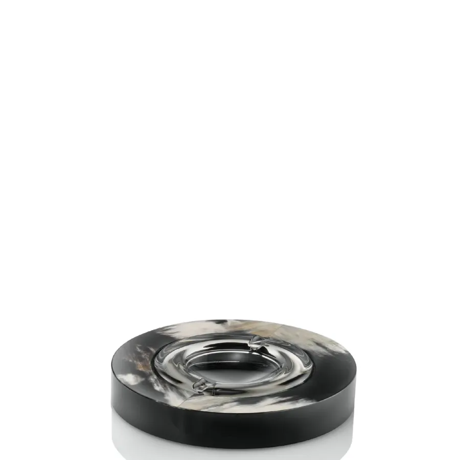 picture 1 Prestigious ashtray made of dark horn and wood with black gloss lacquer - Arcahorn