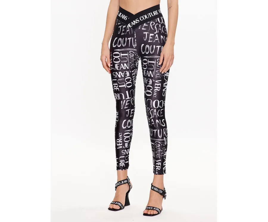 obrazek 1 Versace Jeans Couture Legginsy 74HAC113 Czarny Regular Fit