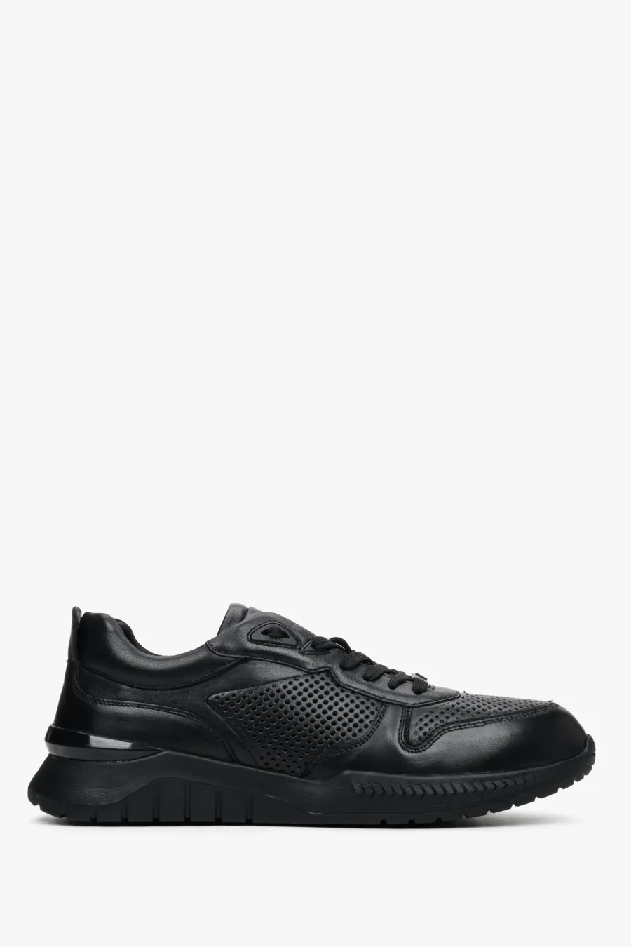 obrazek 1 Estro: Czarne sneakersy męskie ze skóry naturalnej z perforacją