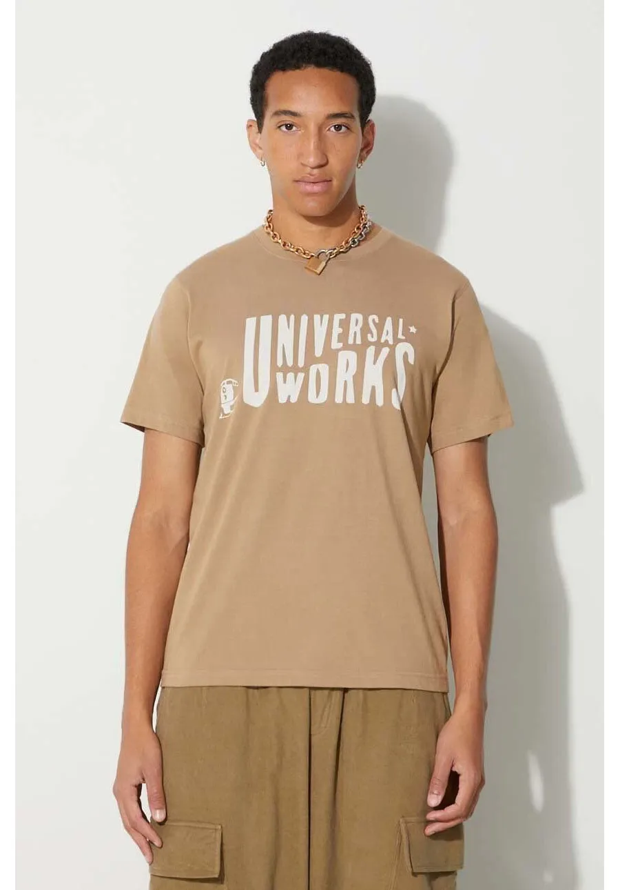 obrazek 1 Universal Works t-shirt bawełniany MYSTERY TRAIN PRINT TEE męski kolor beżowy z nadrukiem 29182