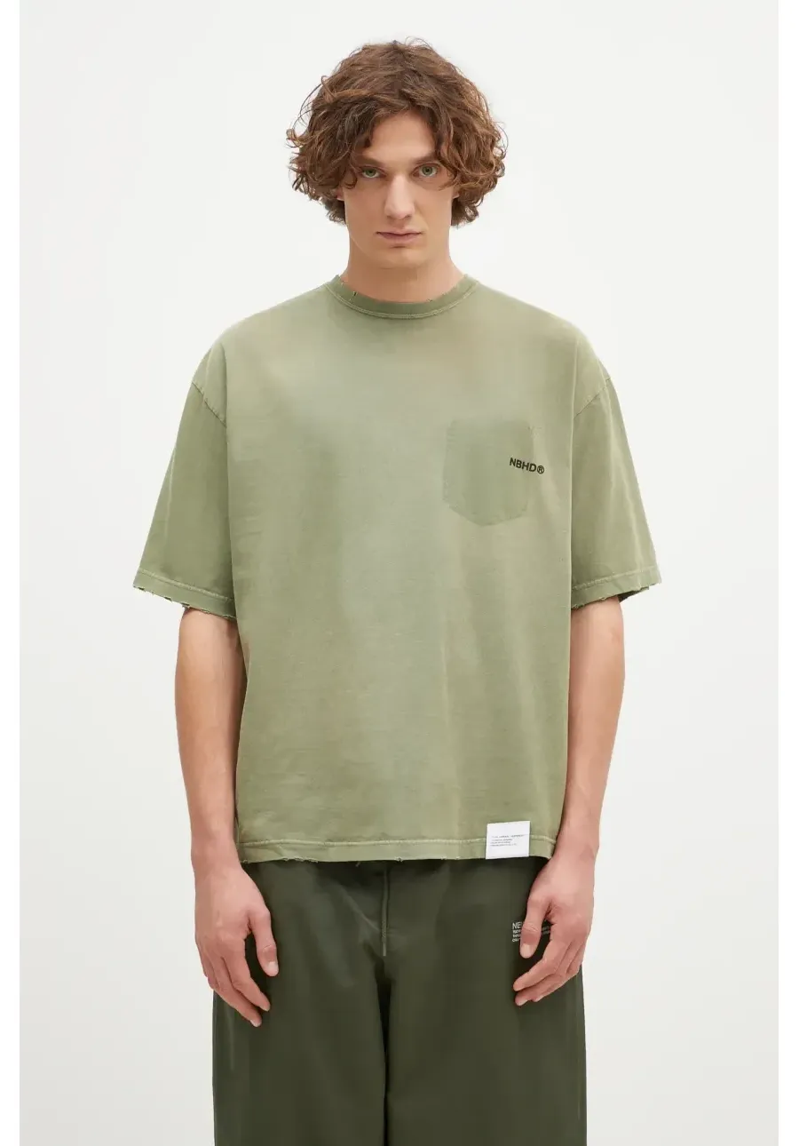 obrazek 1 NEIGHBORHOOD t-shirt bawełniany Savage Crewneck SS męski kolor zielony z nadrukiem 242FPNH.CSM06