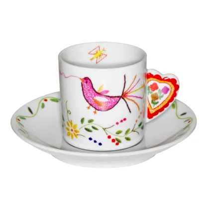 Picture Luxurious porcelain coffee cup and saucer from the Vila Verde collection - 4 pieces - Vista Alegre