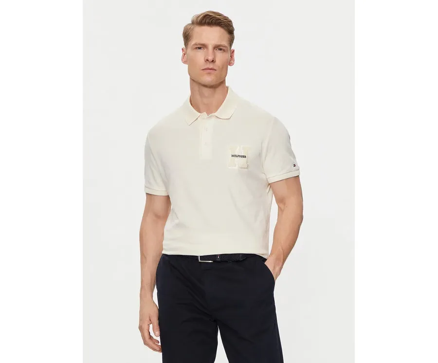 obrazek 1 Tommy Hilfiger Polo Boucle Embro MW0MW34771 Beżowy Regular Fit