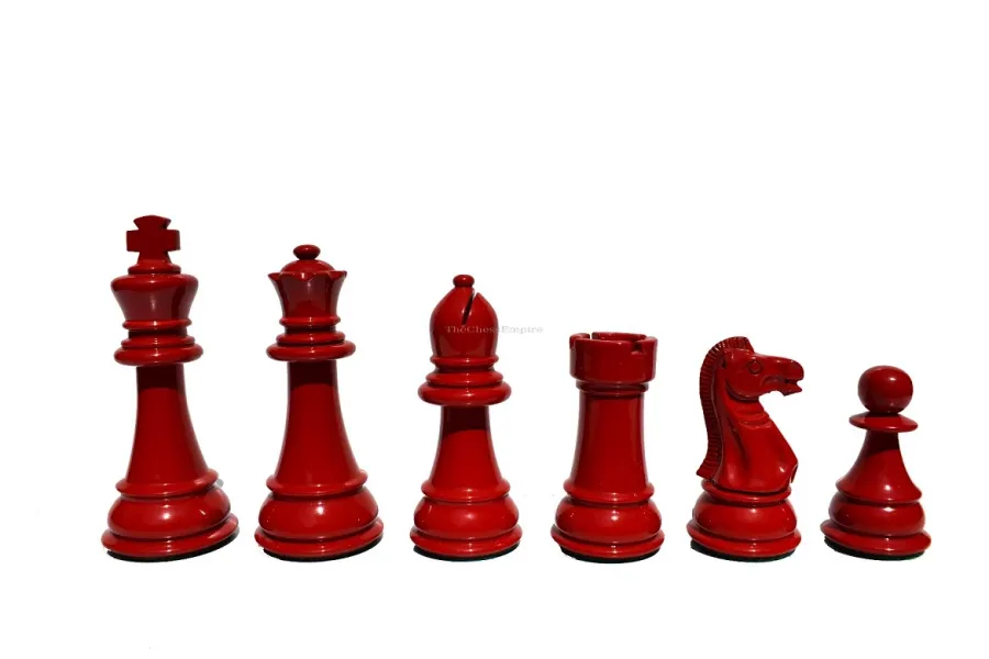 obrazek 3 Wykonane z drewna biało-czerwone figury do gry w szachy - The Chess Empire