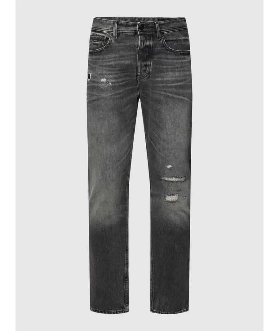 obrazek 1 Jeansy o kroju tapered fit z przetarciami model ‘Taber’