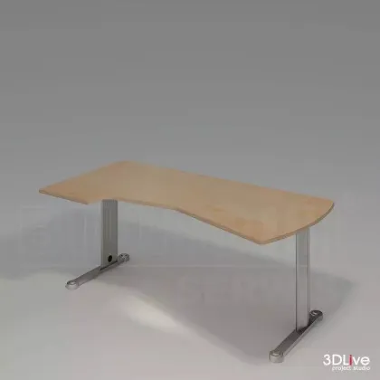 Zdjęcie Stylowe Biurko na metalowym stelażu. Blat lekko wyprofilowany łukowato o głębokości 90 cm - Biuro Serwis