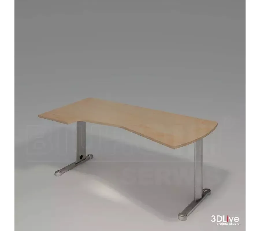 obrazek 1 Stylowe Biurko na metalowym stelażu. Blat lekko wyprofilowany łukowato o głębokości 90 cm - Biuro Serwis