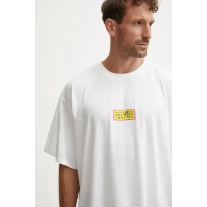 Zdjęcie MM6 Maison Margiela t-shirt bawełniany męski kolor biały z aplikacją SH2GC0012.S23588