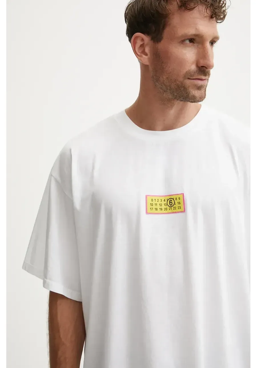 obrazek 1 MM6 Maison Margiela t-shirt bawełniany męski kolor biały z aplikacją SH2GC0012.S23588
