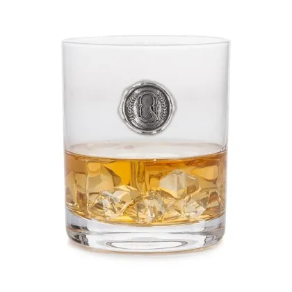 Zdjęcie Luksusowy prezent dla niego lub dla niej - szklanka do whisky z cynowym monogramem z literą „Q”
