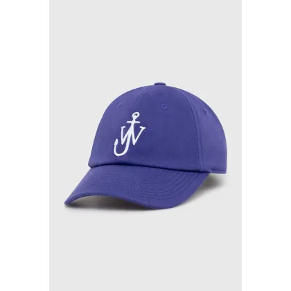 Zdjęcie JW Anderson czapka z daszkiem bawełniana Baseball Cap kolor fioletowy z aplikacją AC0198.FA0349.830