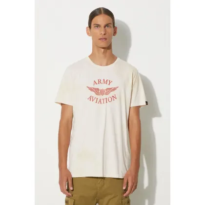 Zdjęcie Alpha Industries t-shirt bawełniany Vintage Aviation kolor pomarańczowy z nadrukiem 106515.18-POMARANCZO