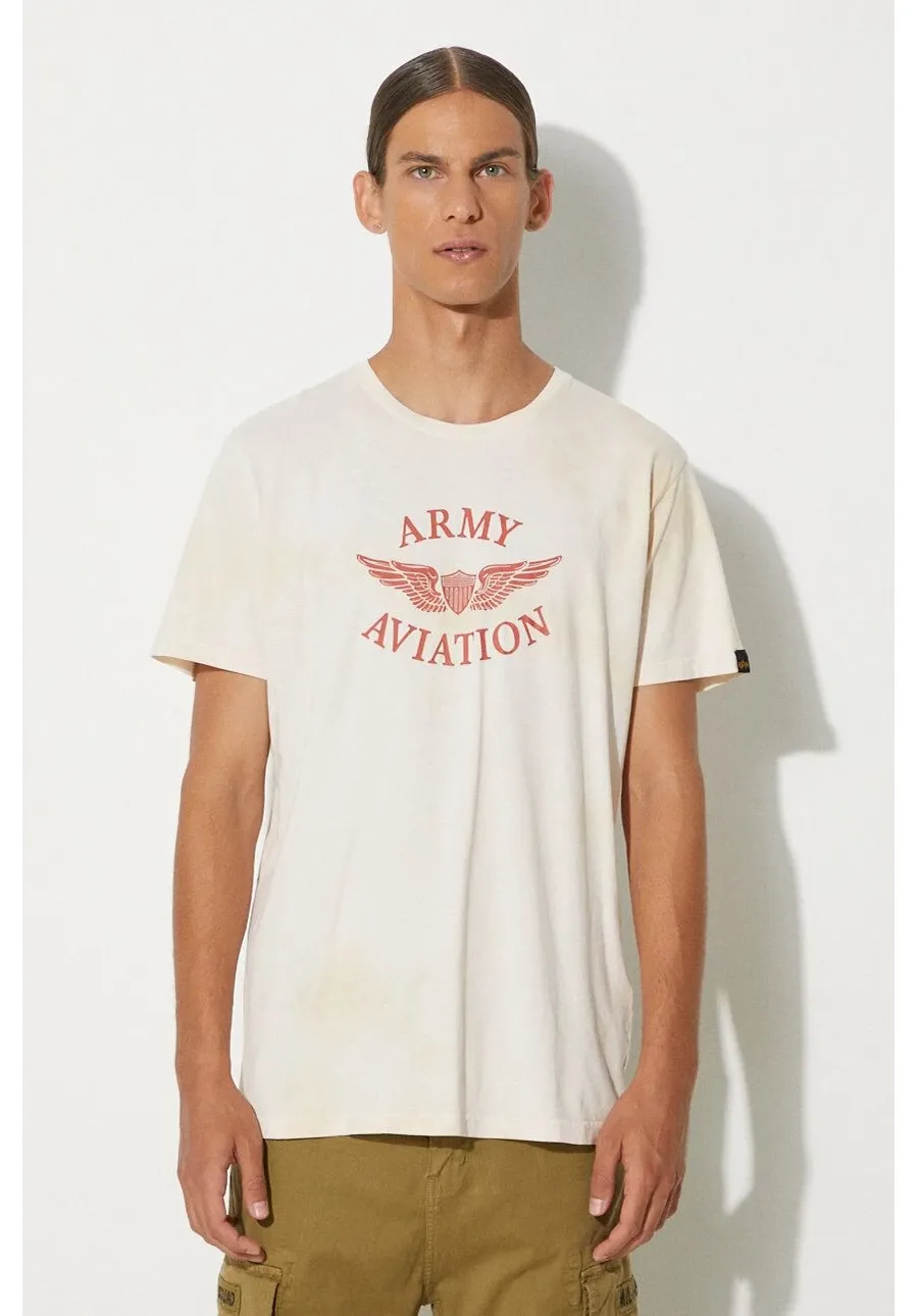 obrazek 1 Alpha Industries t-shirt bawełniany Vintage Aviation kolor pomarańczowy z nadrukiem 106515.18-POMARANCZO