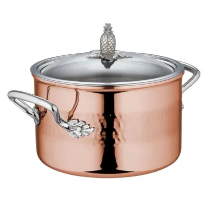Zdjęcie Piękny garnek do zupy ze stali nierdzewnej i miedzi