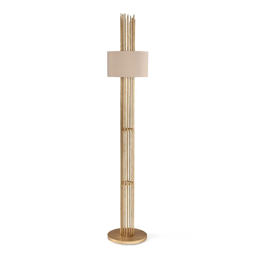 obrazek 1 Awangardowa wysoka lampa ze stali z abażurem - Luxury Products