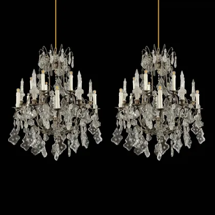Picture A pair of French bronze and crystal chandeliers, 20th century