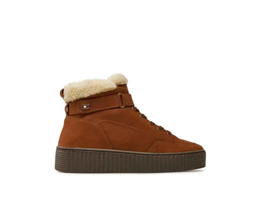 obrazek 1 Tommy Hilfiger Botki Faux Fur Nubuck Low Lace-Up FW0FW08172 Brązowy